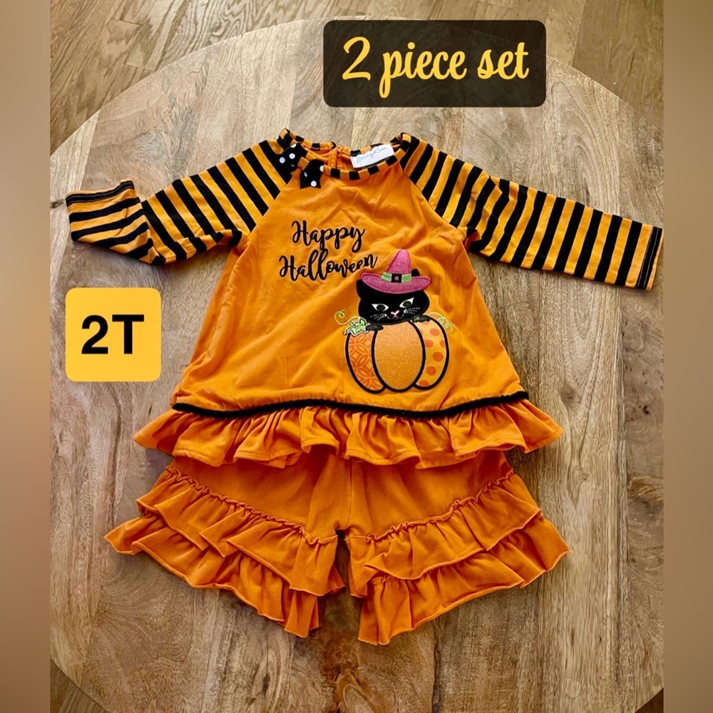 Emily Rose Orange and Black Halloween Cat Pumpkin Set